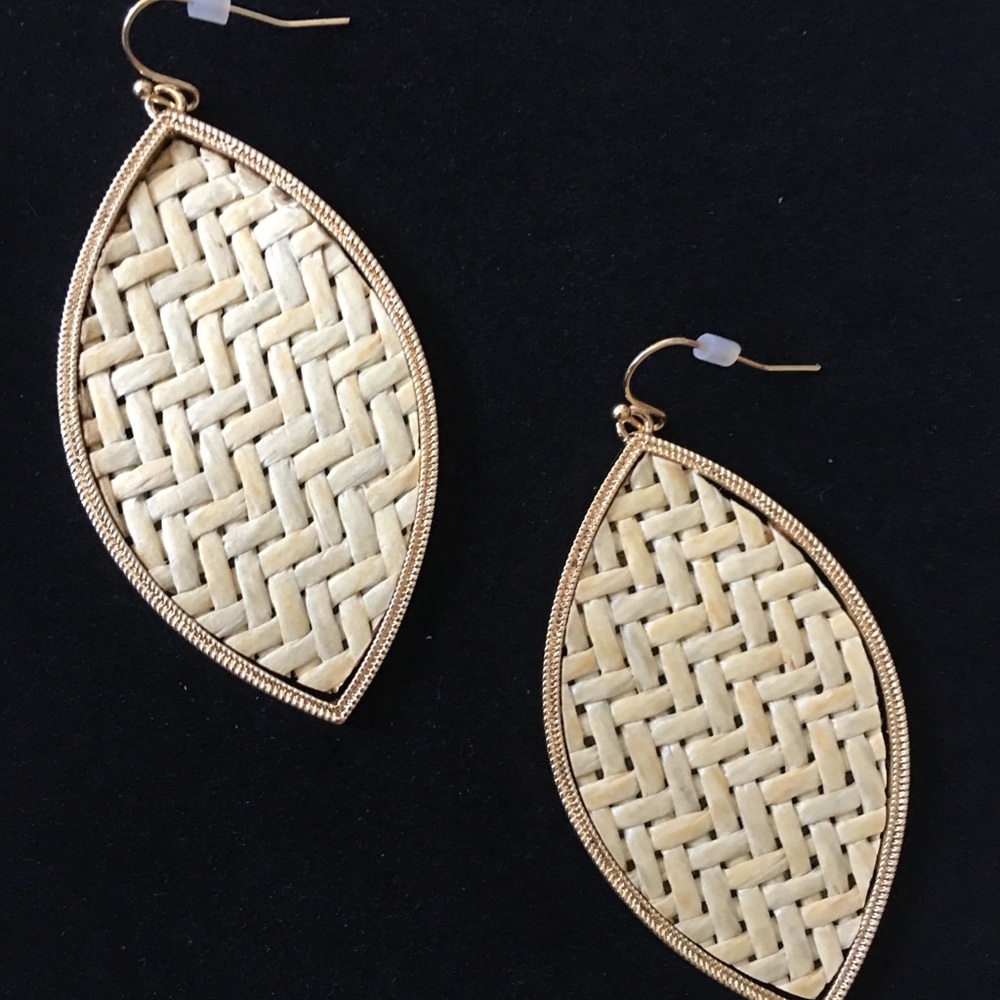 NEW!!  Adorable Straw & Wood Elements Earrings